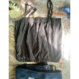 Heart & Hips Black Pinstripe Flowy Boxy Crop Tank Top M – NWOT